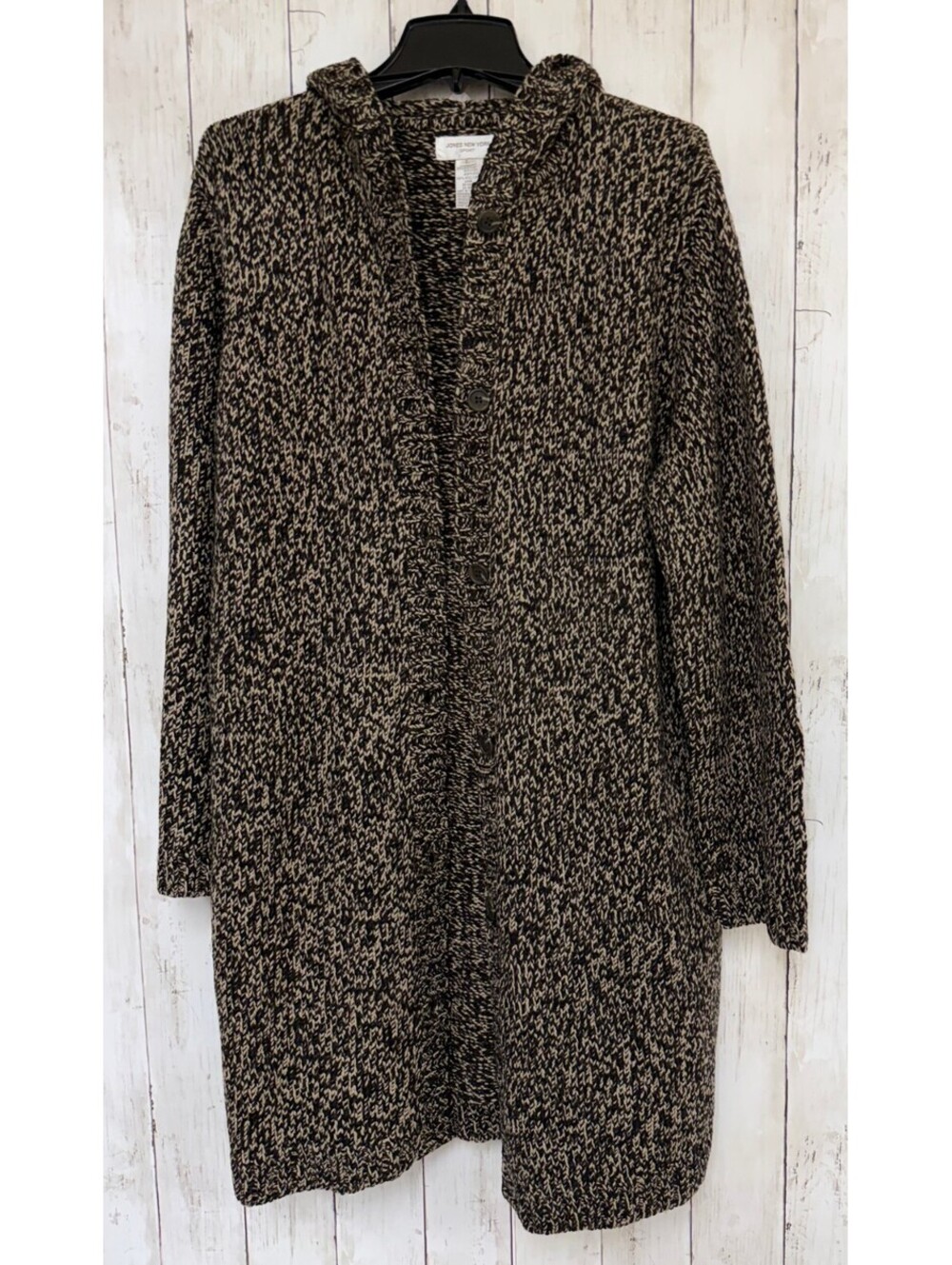 Jones New York Sport Hooded Knit Cardigan Sweater Coat Women's Size Large NWT